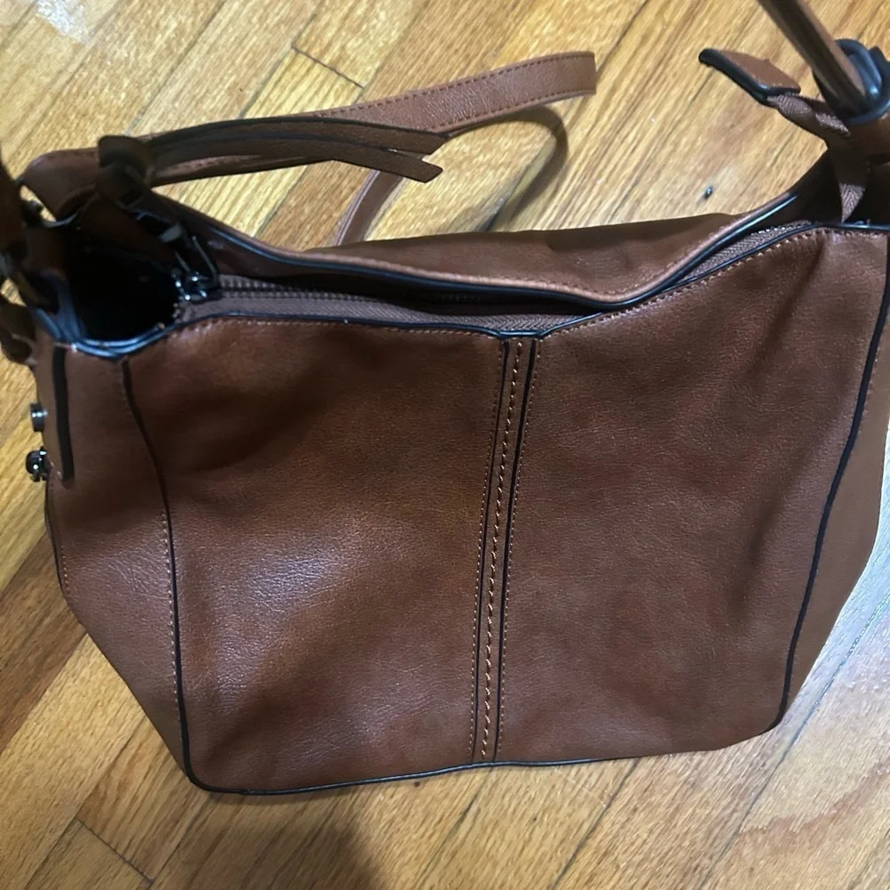 Realer Hobo Shoulder Bag Purse Vegan Leather Camel Brown Everyday Wear Casual